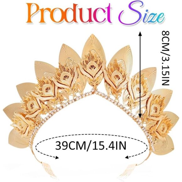 Gold Leaf Wedding Crown Tiara Goddess Halo Bridal Hair Accessory main image 4
